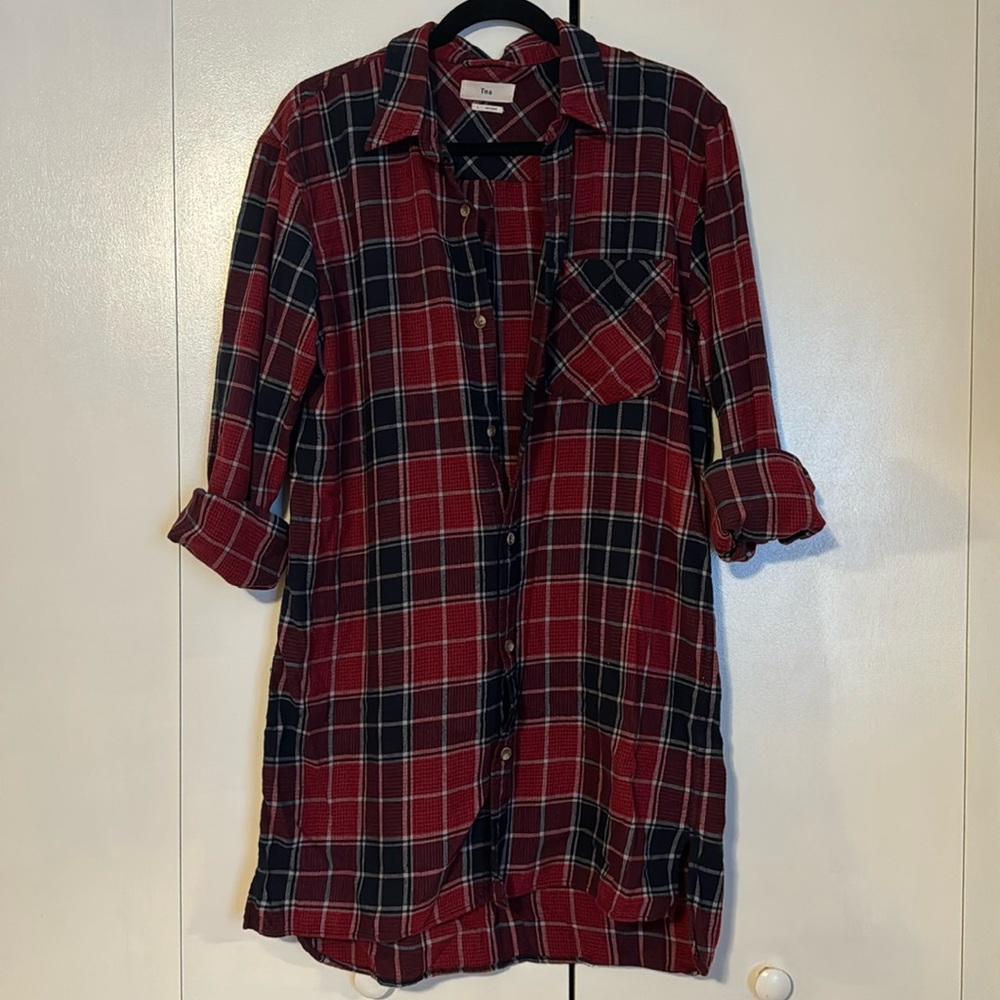TNA long plaid button up